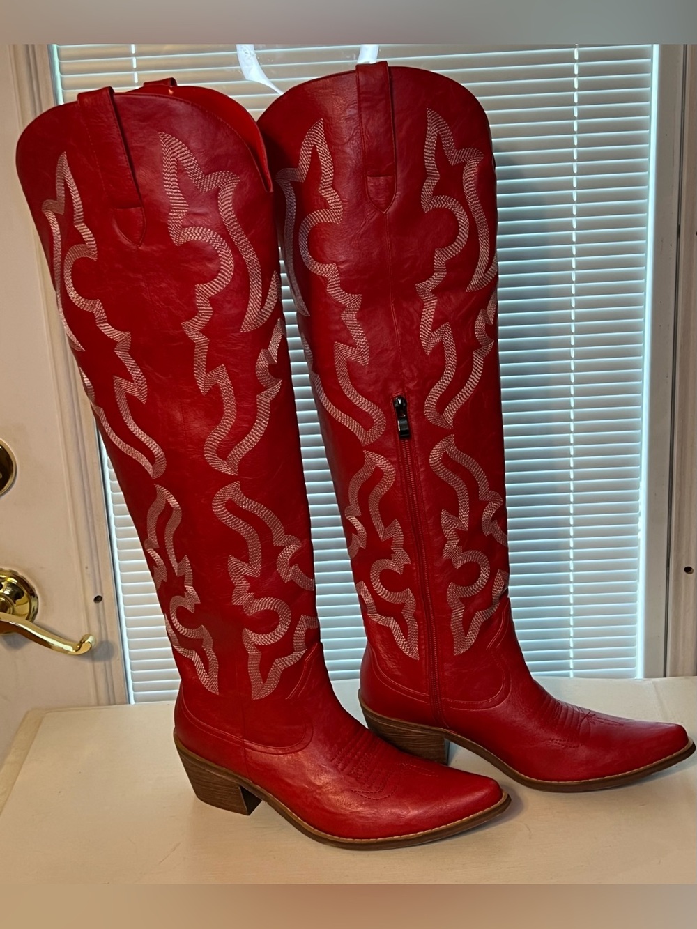 New Red Cowboy Boots long over the knee
